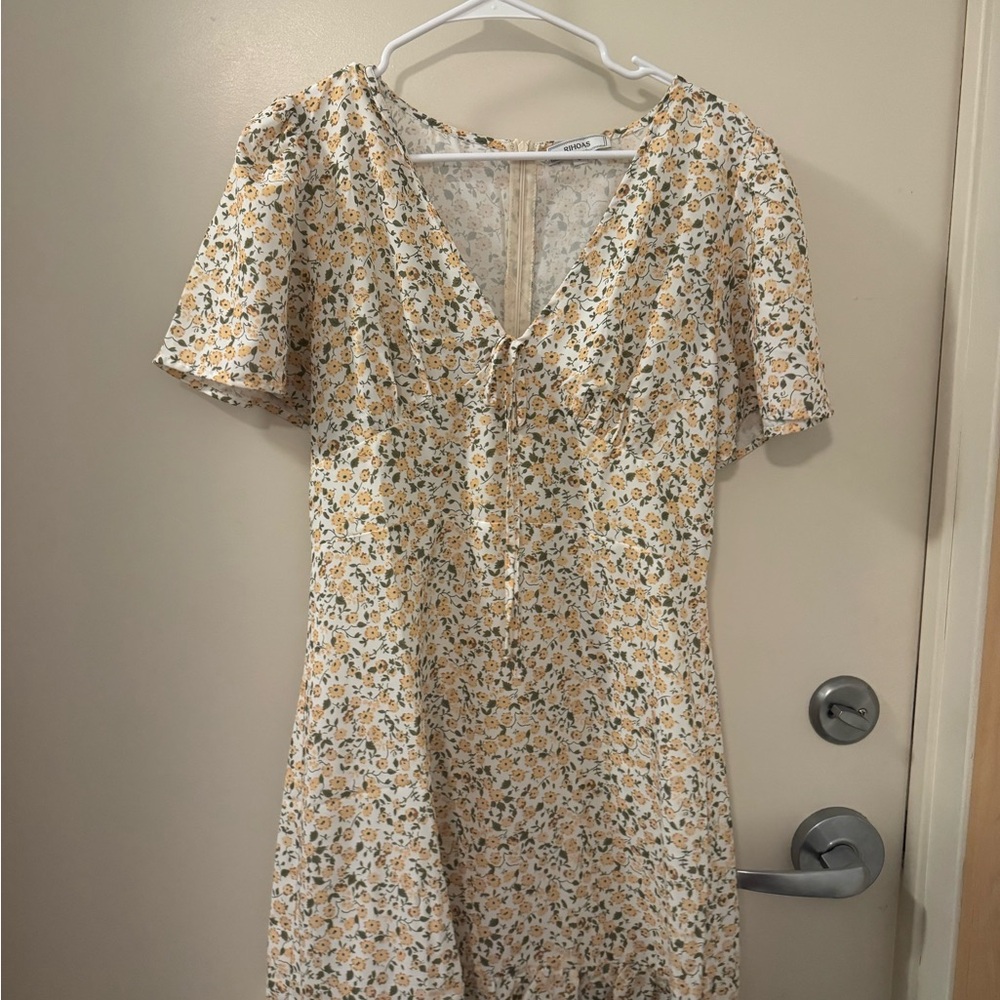 RIHOAS - Floral Dress with Cream and Olive Pattern